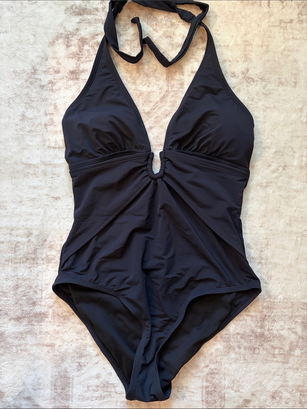 White House black market, one piece, halter, neck, swimsuit, size large in black